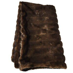 Vintage Carriage Lap Blanket Wrap Soft Chocolate Brown Faux Fur  JH1752